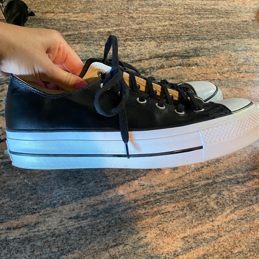 Converse Black and White Platform Low Top Sneakers